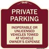 Signmission Private Parking Inoperable or Unlicensed Vehicles Towed at Vehicle Owners Expense, BU-1818-23256 A-DES-BU-1818-23256